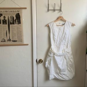 jil sander white crew neck mini dress